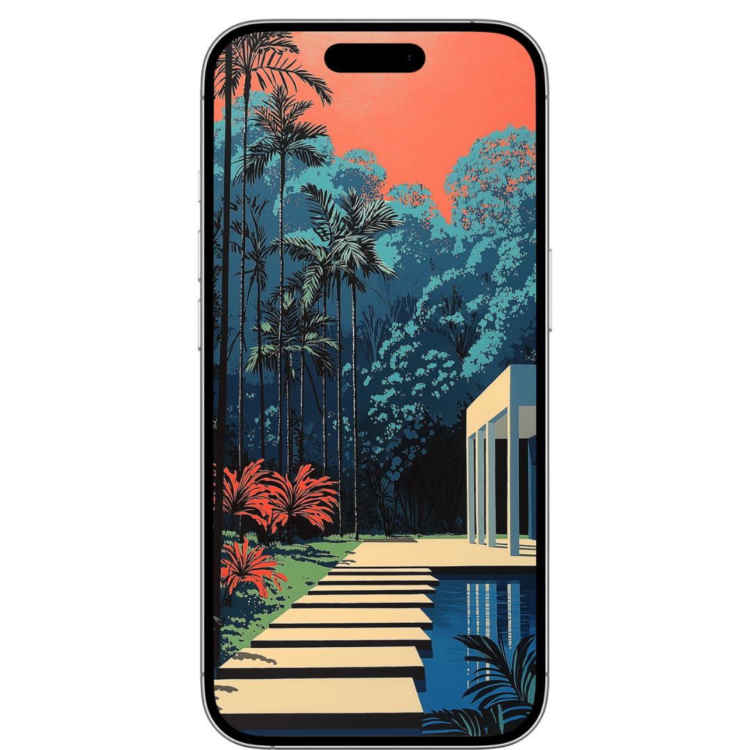 JUNGLE POOL PATH MOBILE WALLPAPER