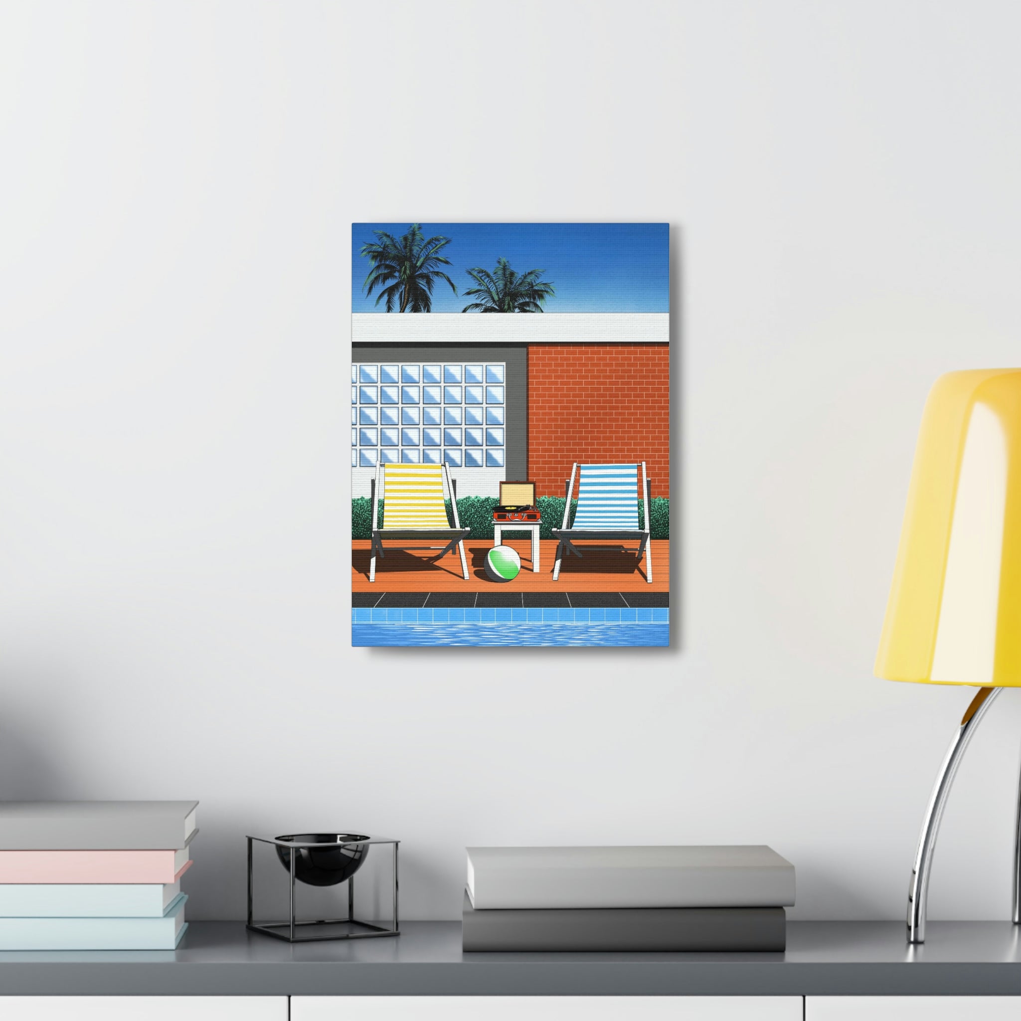 BACK TO SUMMER POOLSIDE POP ART CANVAS PRINT