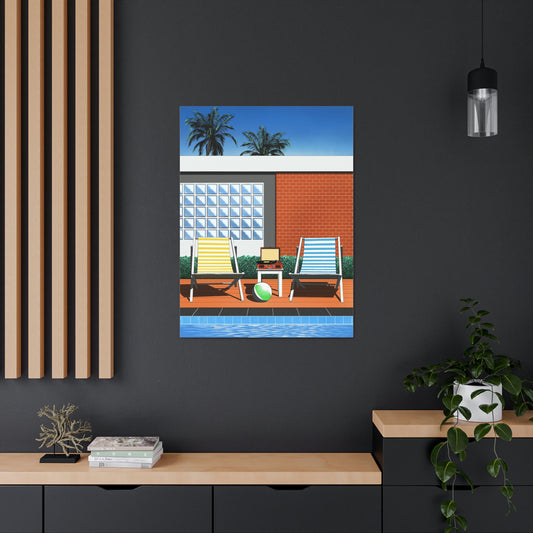 BACK TO SUMMER POOLSIDE POP ART CANVAS PRINT