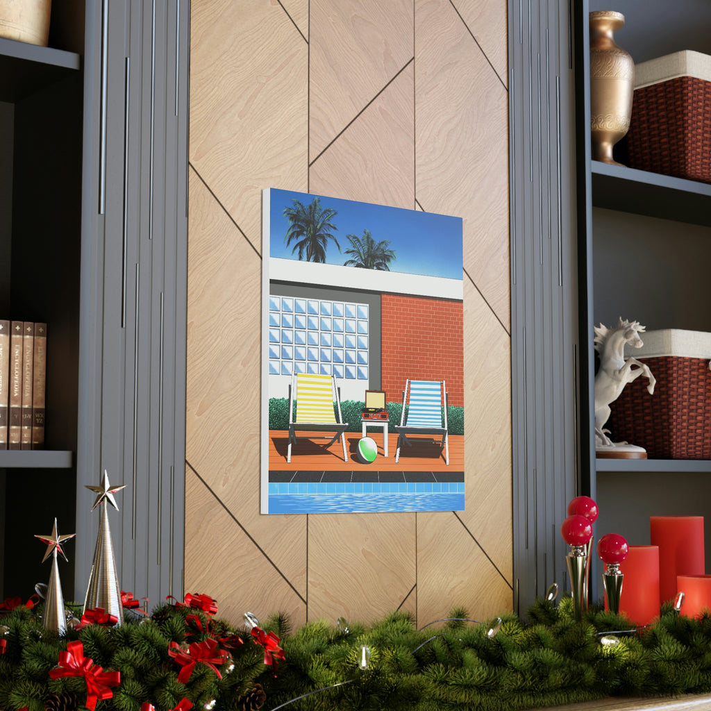 BACK TO SUMMER POOLSIDE POP ART CANVAS PRINT