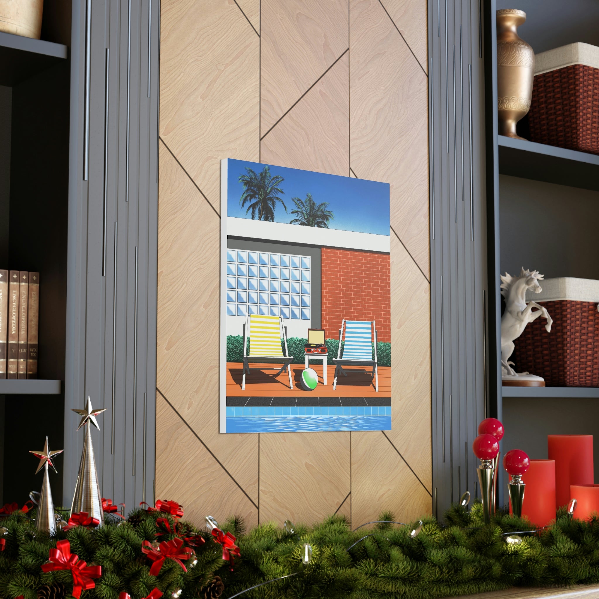 BACK TO SUMMER POOLSIDE POP ART CANVAS PRINT