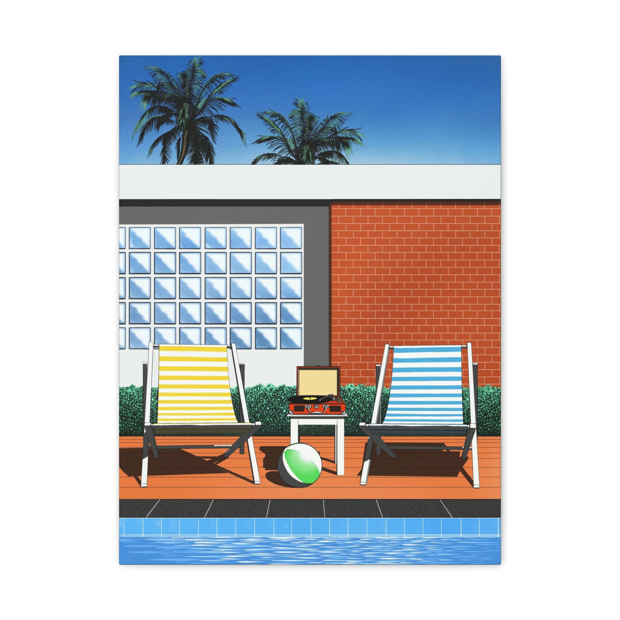 BACK TO SUMMER POOLSIDE POP ART CANVAS PRINT