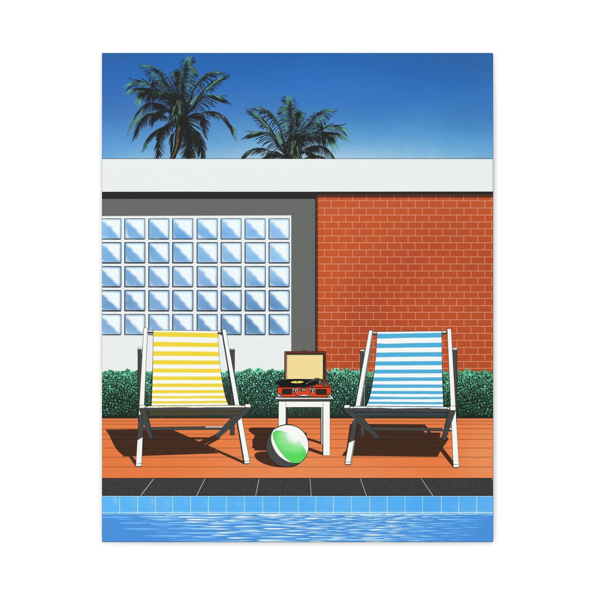BACK TO SUMMER POOLSIDE POP ART CANVAS PRINT