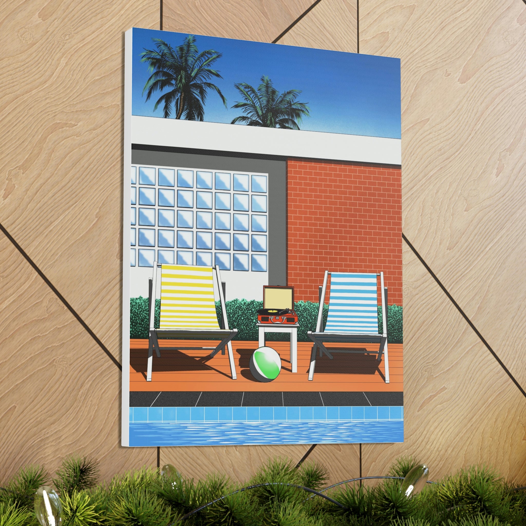 BACK TO SUMMER POOLSIDE POP ART CANVAS PRINT