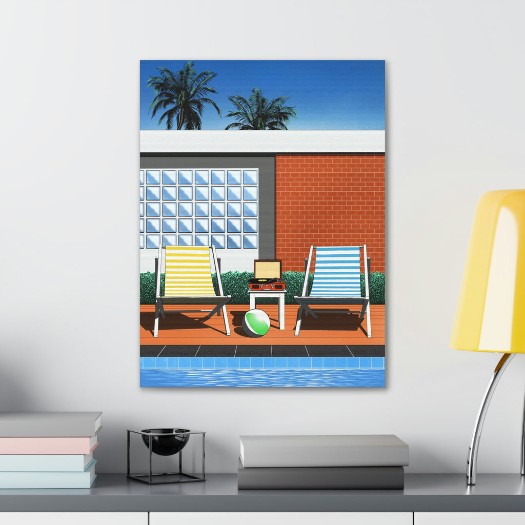 BACK TO SUMMER POOLSIDE POP ART CANVAS PRINT