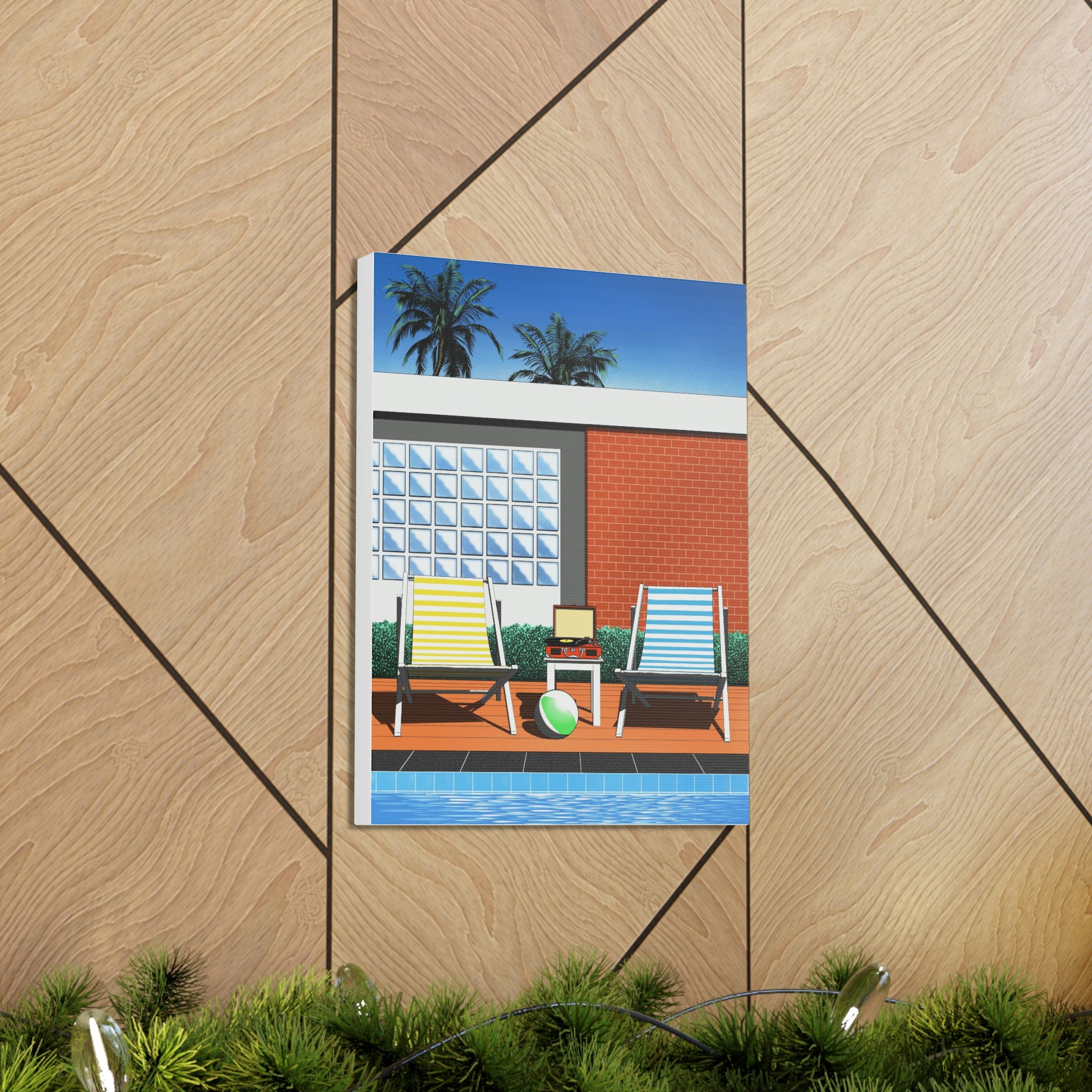 BACK TO SUMMER POOLSIDE POP ART CANVAS PRINT