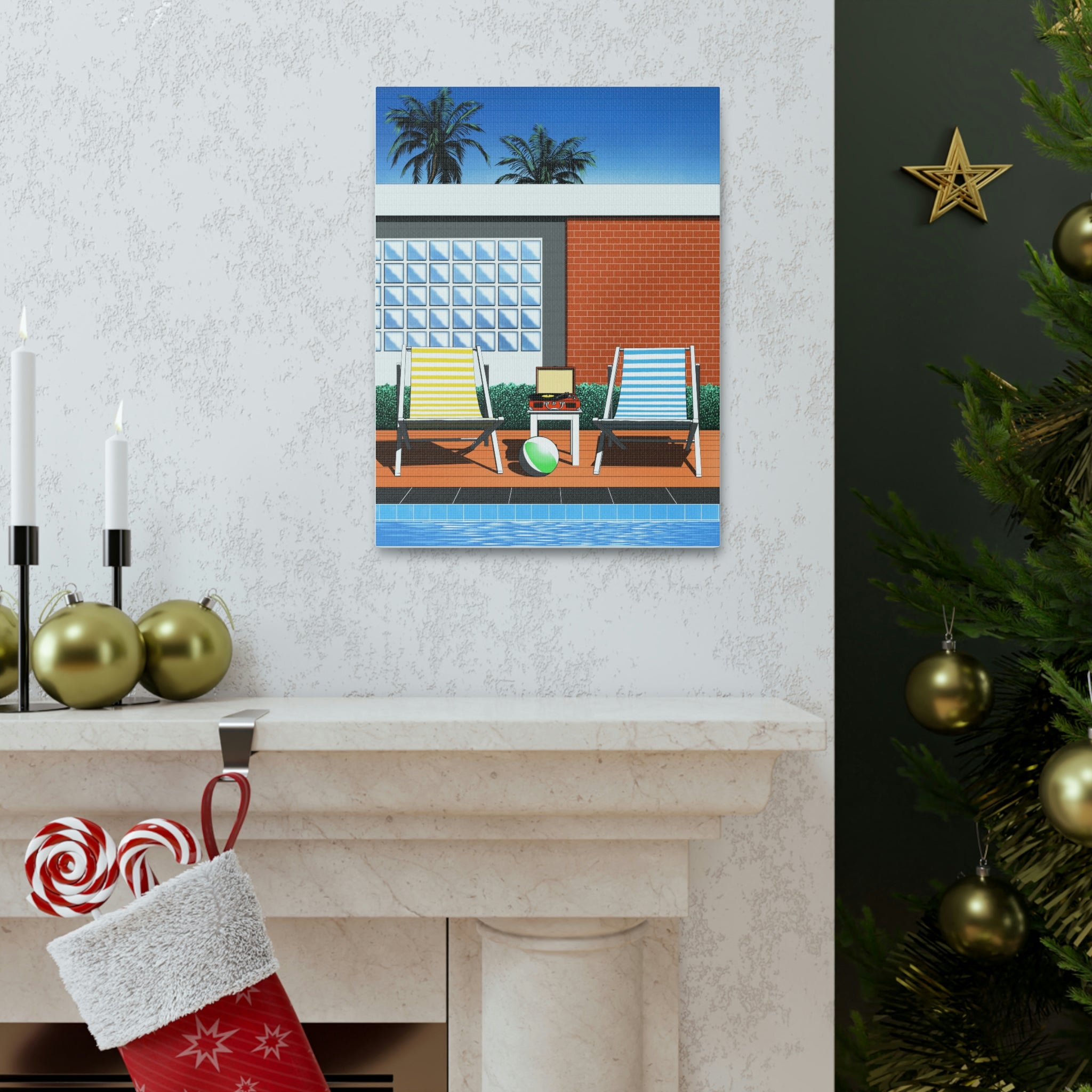 BACK TO SUMMER POOLSIDE POP ART CANVAS PRINT