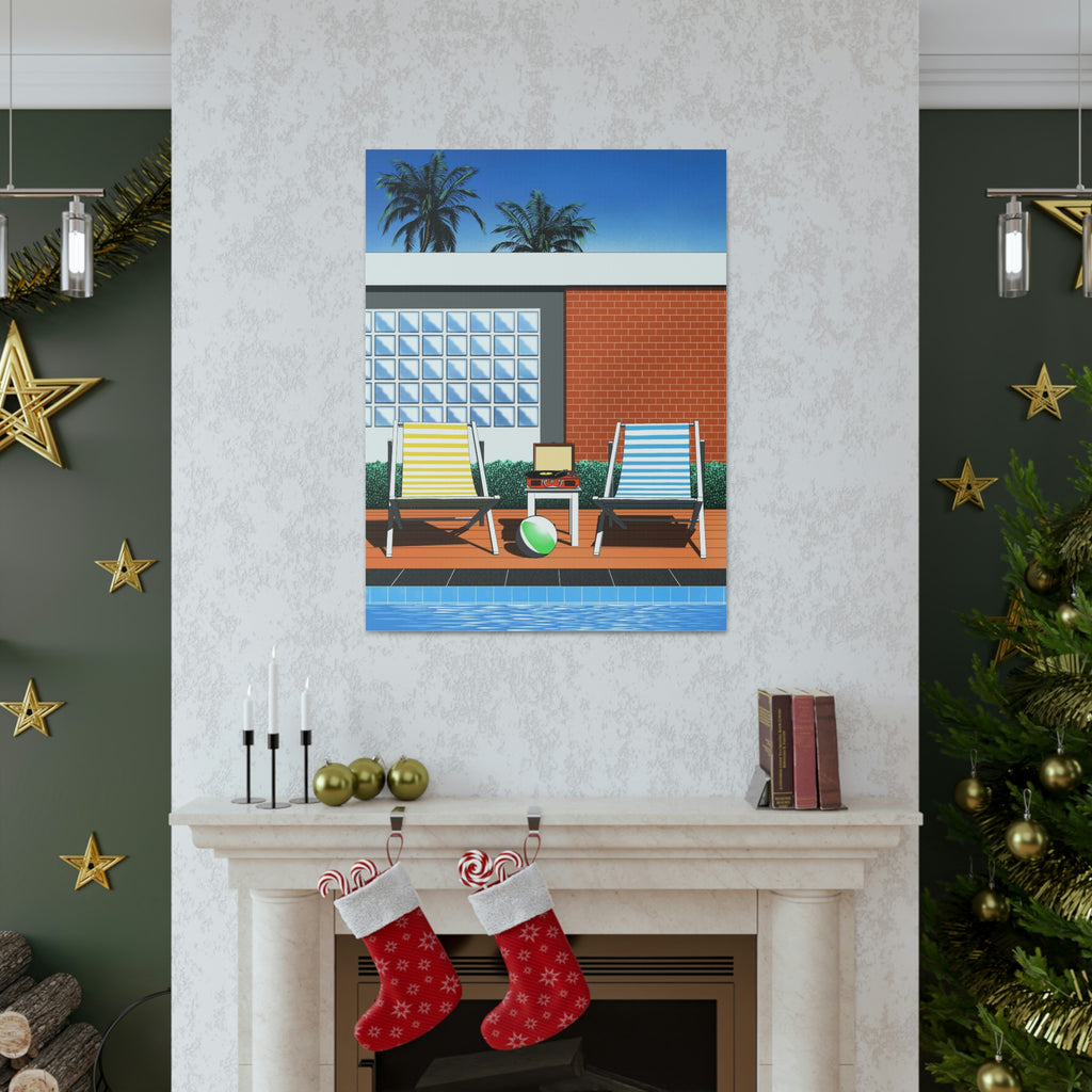 BACK TO SUMMER POOLSIDE POP ART CANVAS PRINT