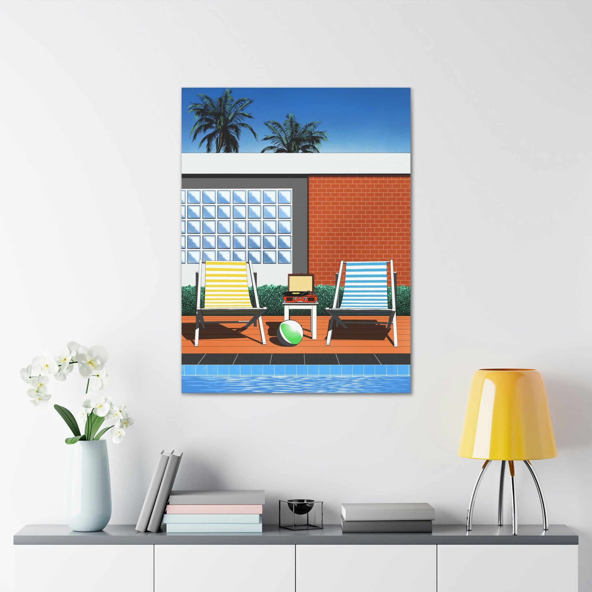 BACK TO SUMMER POOLSIDE POP ART CANVAS PRINT