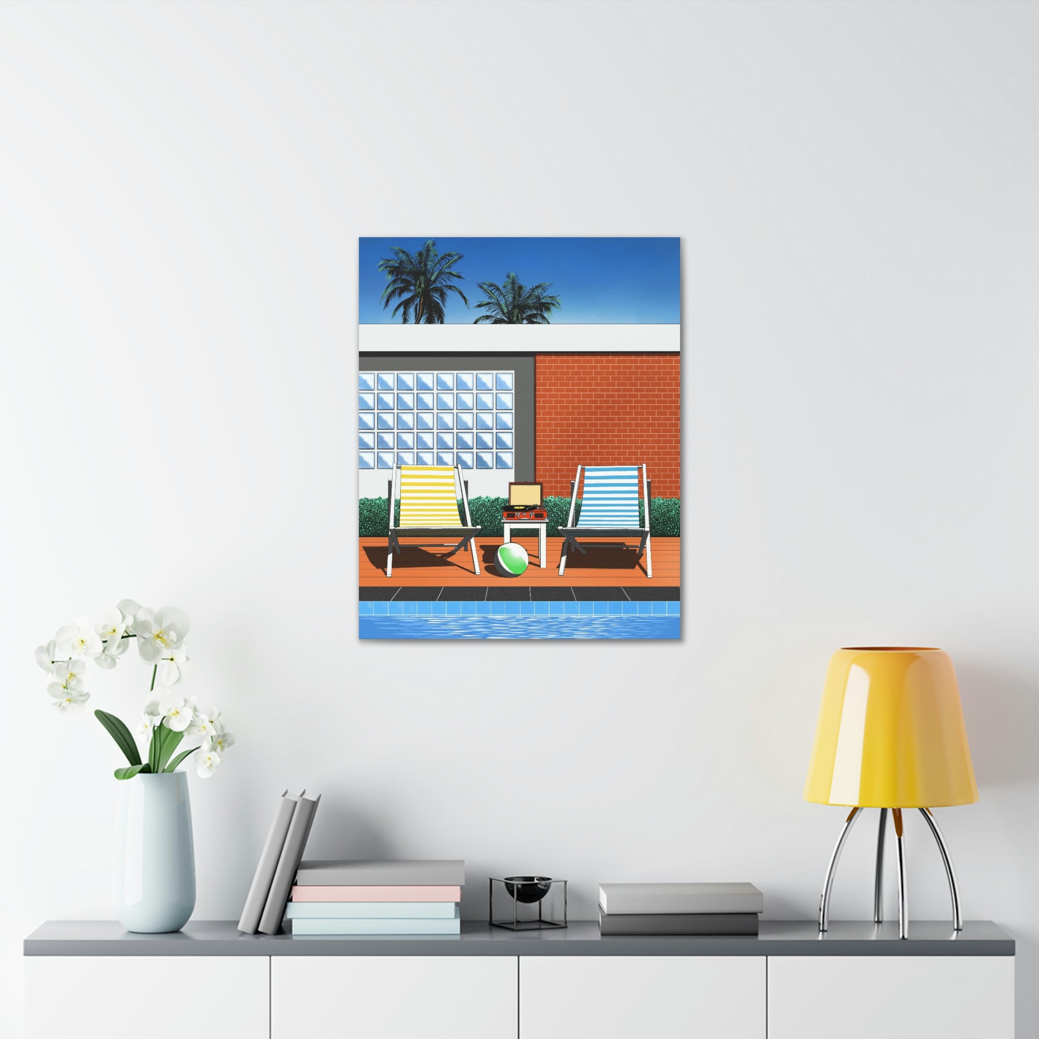 BACK TO SUMMER POOLSIDE POP ART CANVAS PRINT