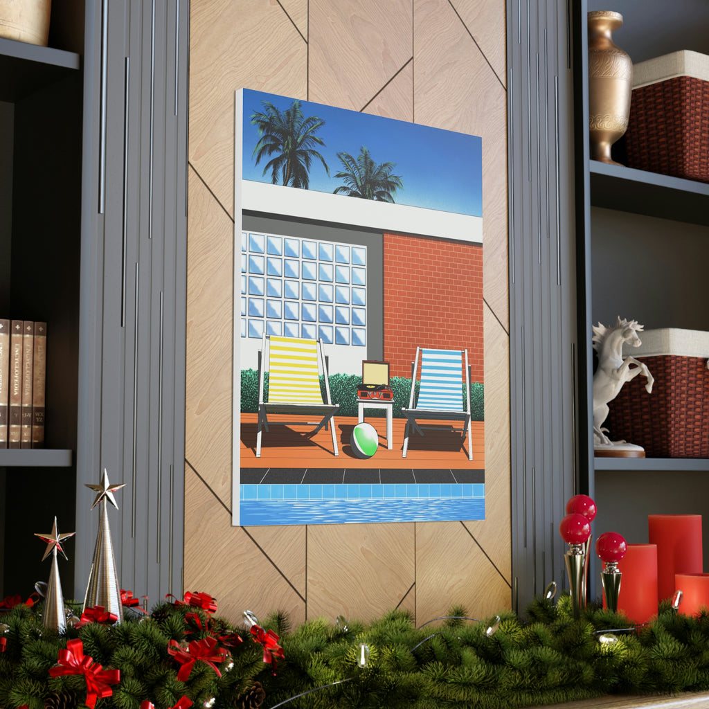 BACK TO SUMMER POOLSIDE POP ART CANVAS PRINT