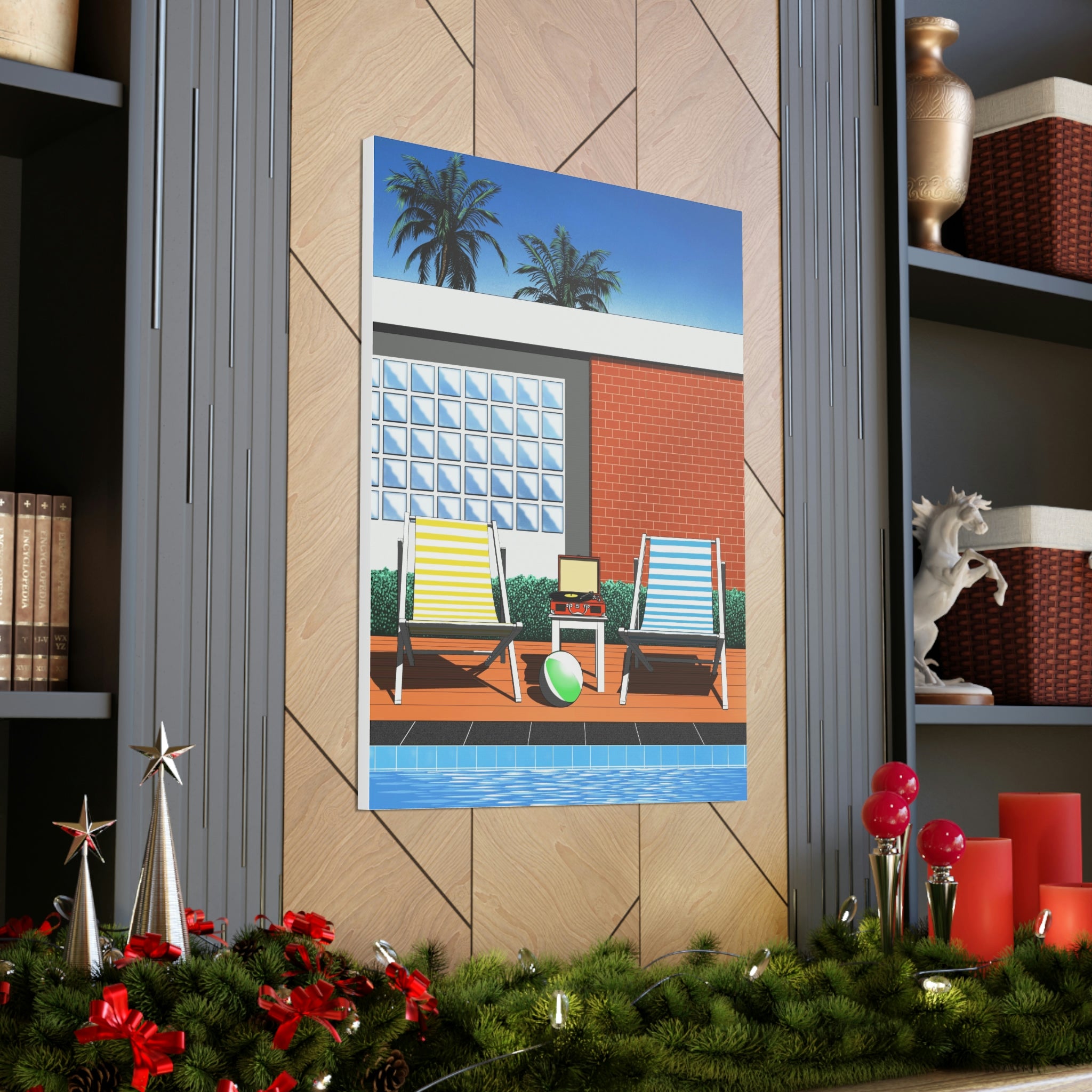 BACK TO SUMMER POOLSIDE POP ART CANVAS PRINT