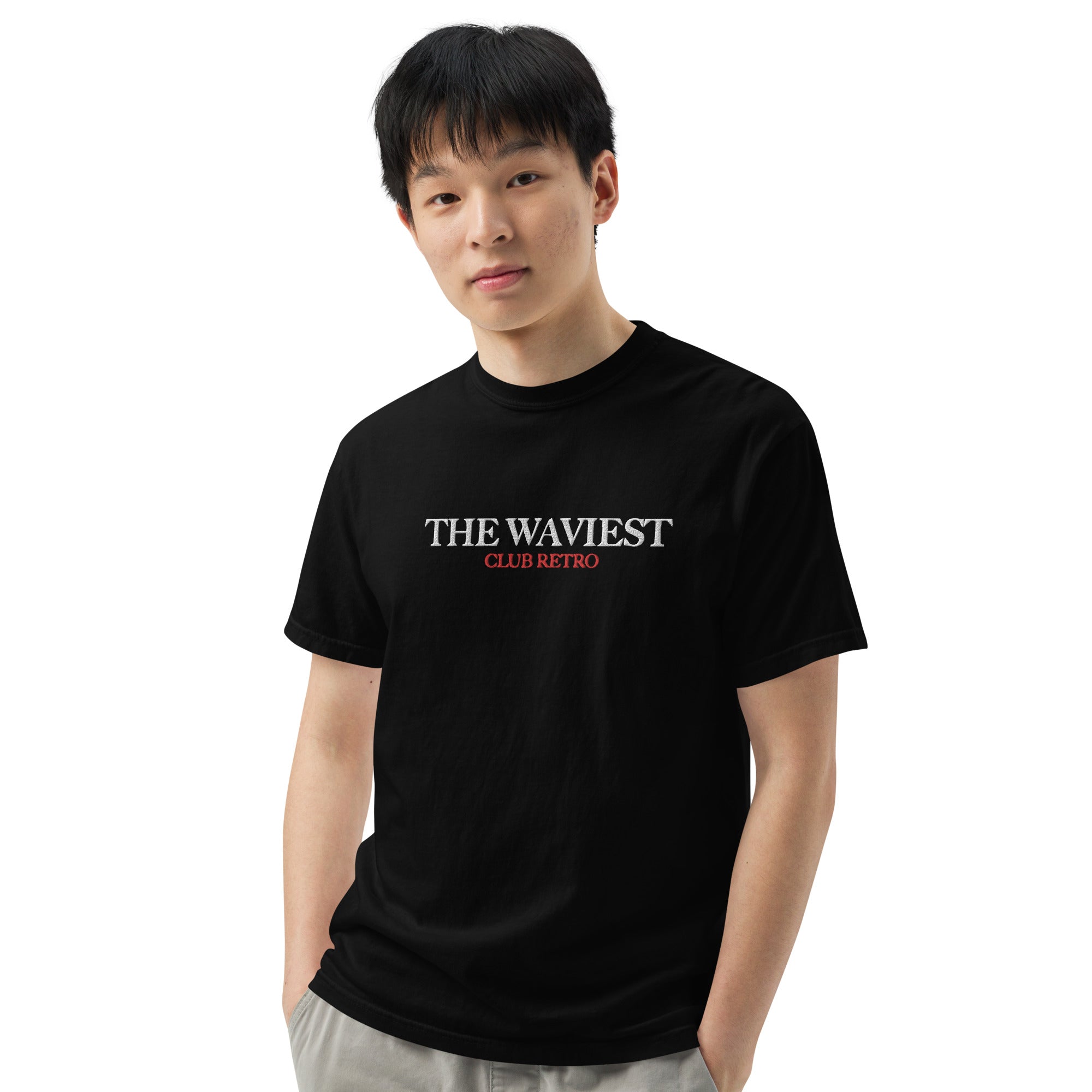 THE WAVIEST CLUB RETRO EMBROIDERED TEE BLACK