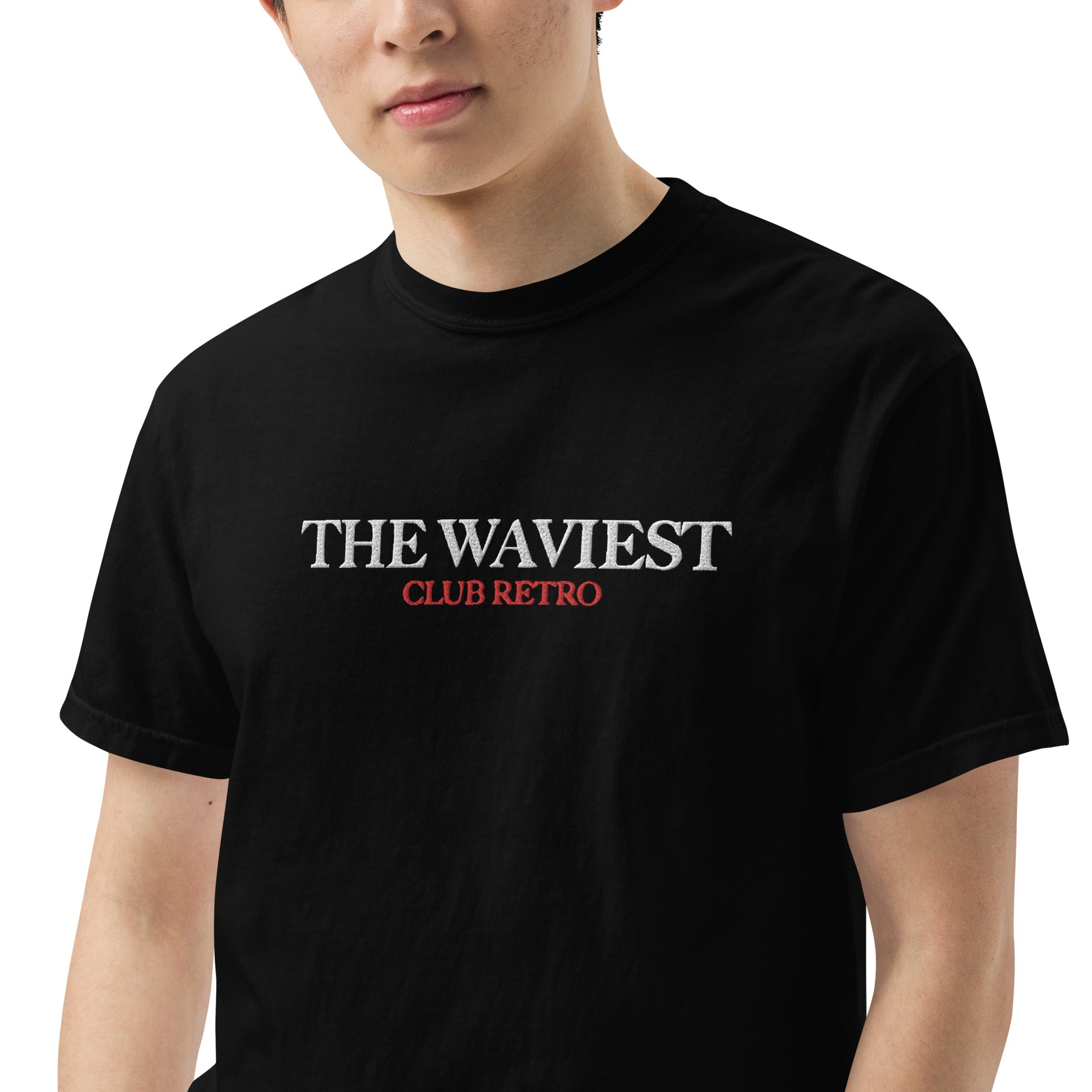 THE WAVIEST CLUB RETRO EMBROIDERED TEE BLACK